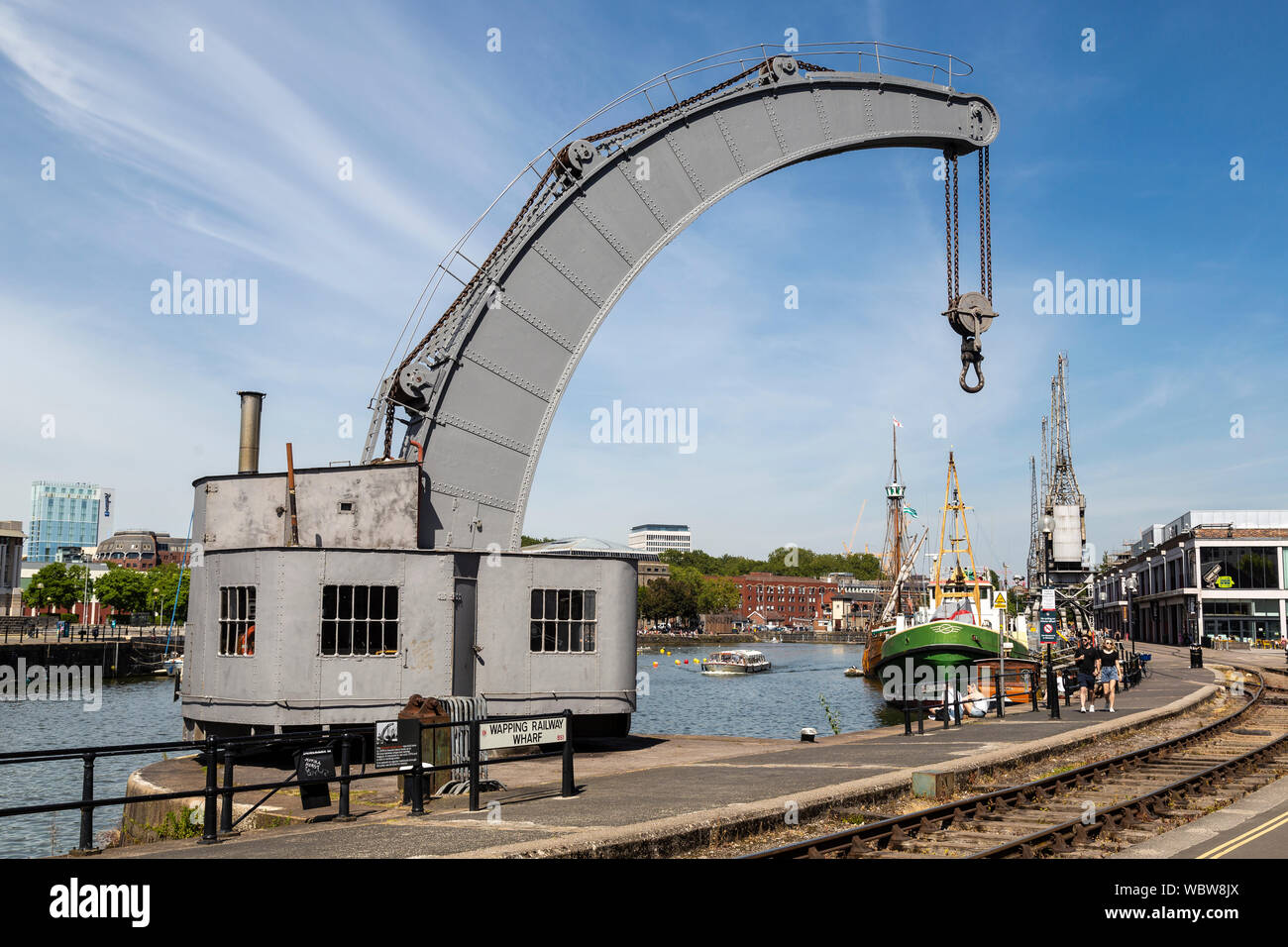 Fairbairn 35 ton steam crane on Wapping Railway Wharf, Bristol, UK Stock Photo