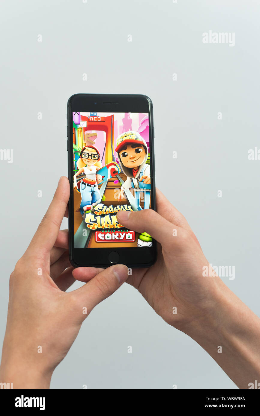 Berlin, Germany July 15 2023 Subway surfers game on phone screen in hand  Stock Photo - Alamy