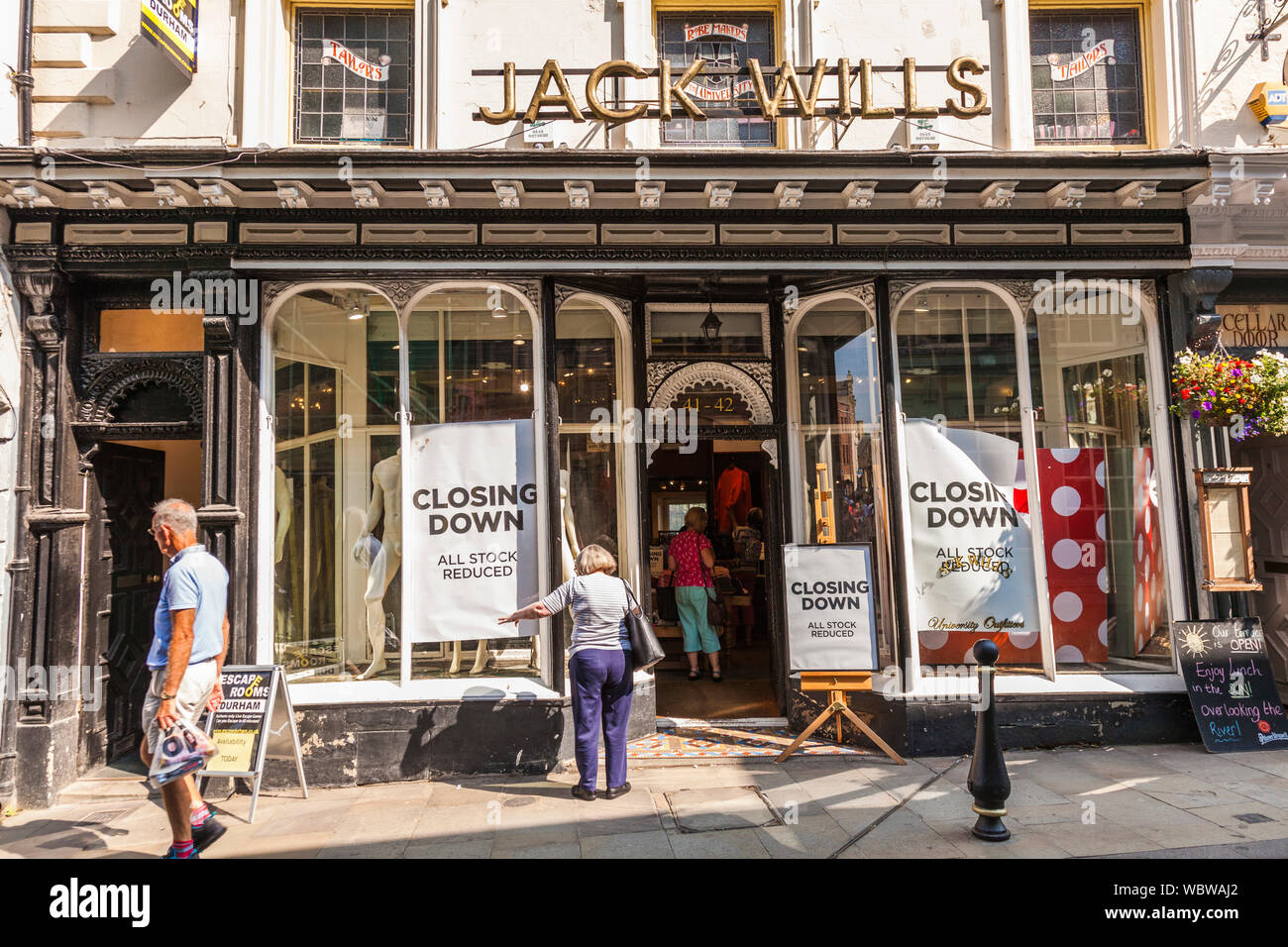 Jack Wills closing down sale at their premises in Saddler Street,Durham,England,UK Stock Photo