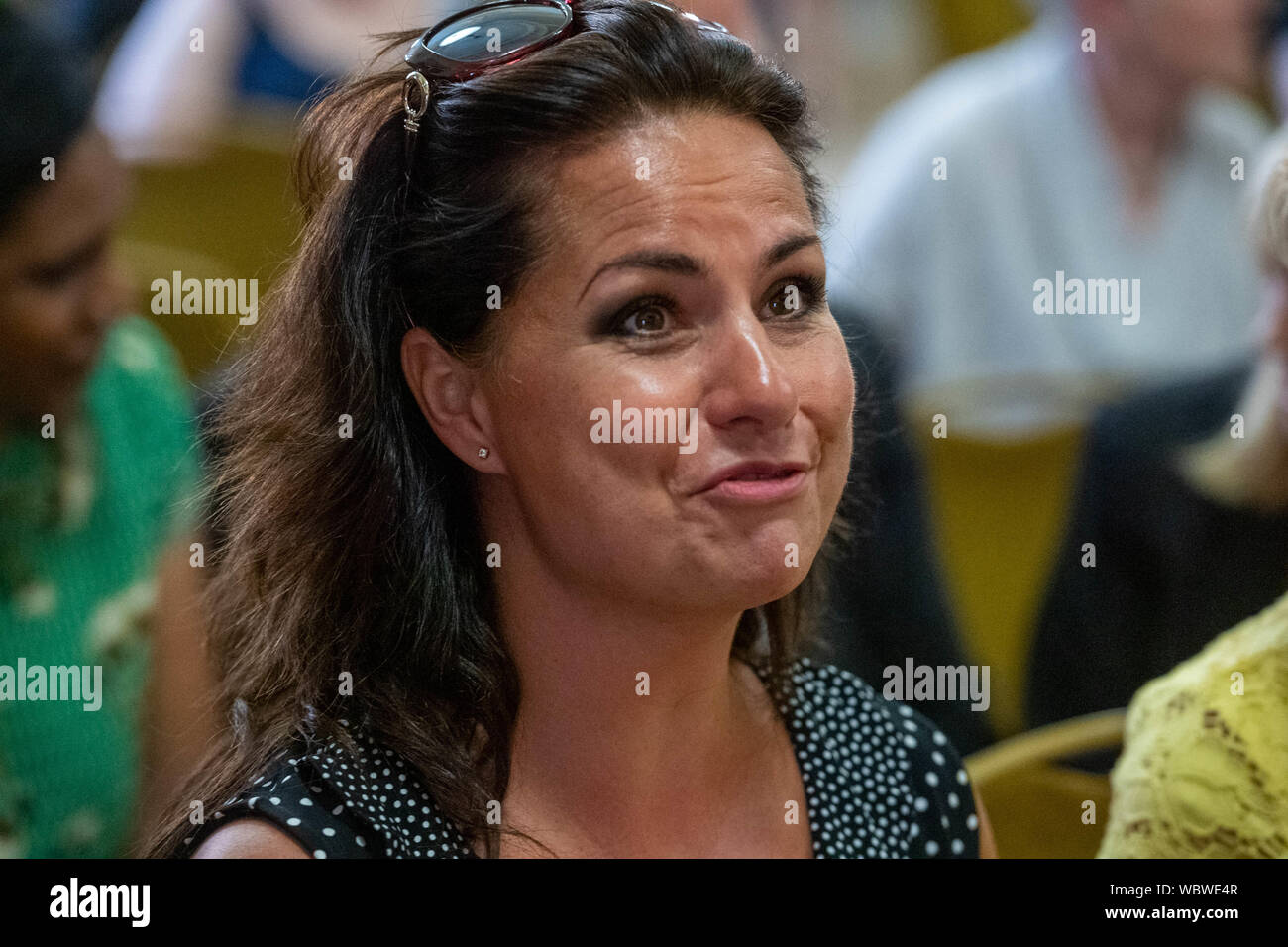 London, UK. 27 August 2019.  Church House declaration meeting of UK opposition leaders and MP's signing a declaration against the shutting down of parliament by Boris Johnson MP PC Prime Minister. Heidi Allen MP, former leader of Change UK at the meeting  Credit Ian DavidsonAlamy Live News Stock Photo