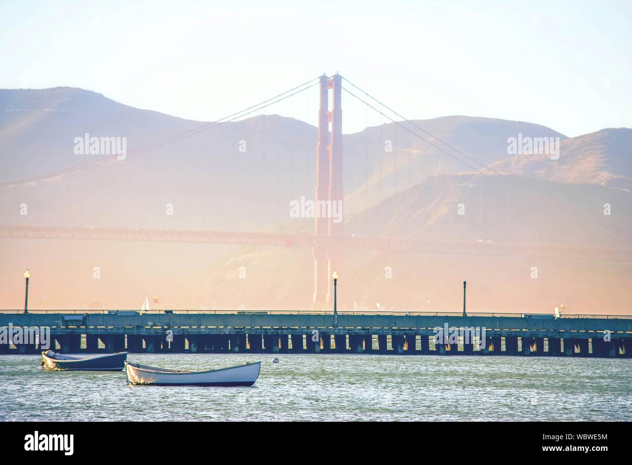 Golden Gate Bridge Covered In Fog Stock Photo