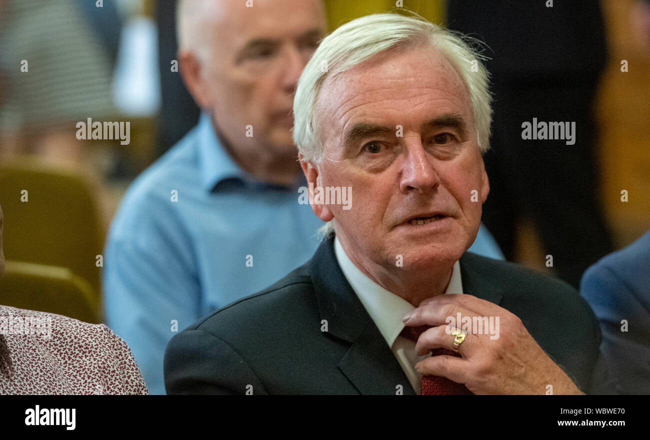 London, UK. 27 August 2019.  Church House declaration meeting of UK opposition leaders and MP's signing a declaration against the shutting down of parliament by Boris Johnson MP PC Prime Minister. John McDonell MP, Shadow Chancellor, Credit Ian DavidsonAlamy Live News Stock Photo