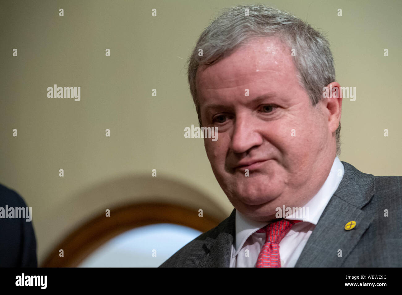 London, UK. 27 August 2019.  Church House declaration meeting of UK opposition leaders and MP's signing a declaration against the shutting down of parliament by Boris Johnson MP PC Prime Minister. Ian Blackford MP, leader of the SNP in the House of Commons, Credit Ian DavidsonAlamy Live News Stock Photo