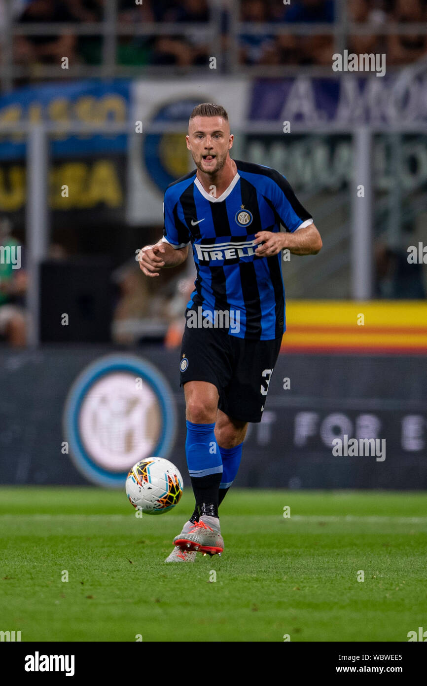 Milan Skriniar (Inter) during the Italian "Serie A" match between Inter 4-0  Lecce at Giuseppe Meazza Stadium on August 26, 2019 in Milano, Italy.  Credit: Maurizio Borsari/AFLO/Alamy Live News Stock Photo - Alamy