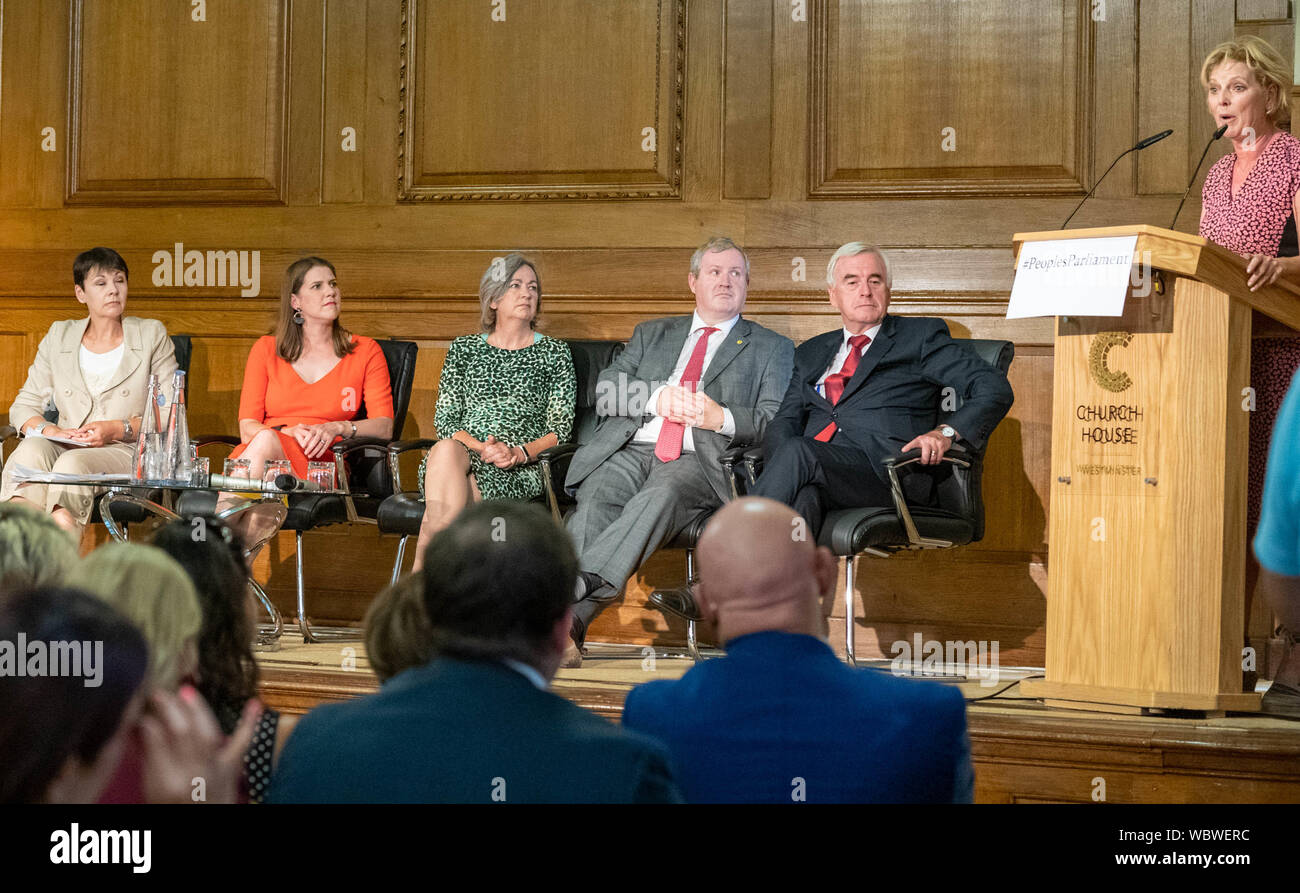 London, UK. 27 August 2019.  Church House declaration meeting of UK opposition leaders and MP's signing a declaration against the shutting down of parliament by Boris Johnson MP PC Prime Minister.  Credit Ian DavidsonAlamy Live News Stock Photo