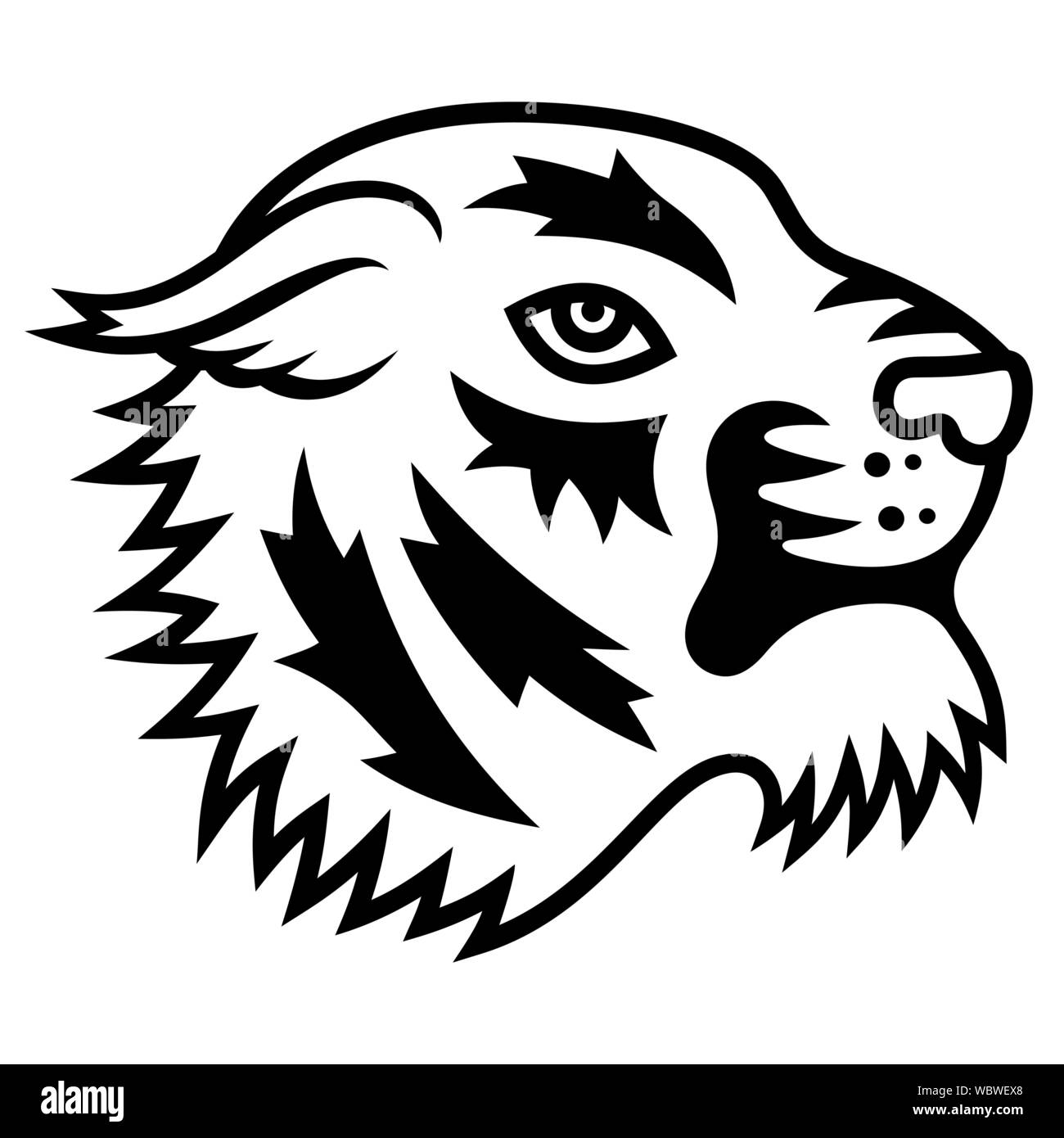 Tiger black white sketch. Vector. T-shirt print design. Tee graphics Stock Vector