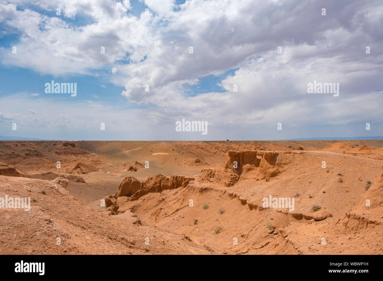 The Flaming Cliffs site is a region of the Gobi Desert in the Ömnögovi Province of Mongolia, in which important fossil finds have been made. The area Stock Photo