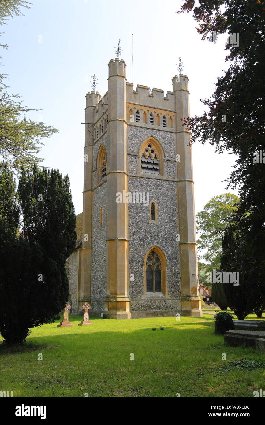 St Mary the Virgin church in Hambleden village, which has been used as a backdrop for several TV series like Midsummer murders in Buckinghamshire, UK Stock Photo