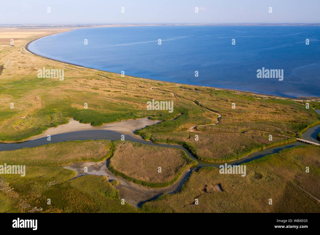 Tuzly Lagoons National Nature Park, aerial view, South Ukraine Stock Photo