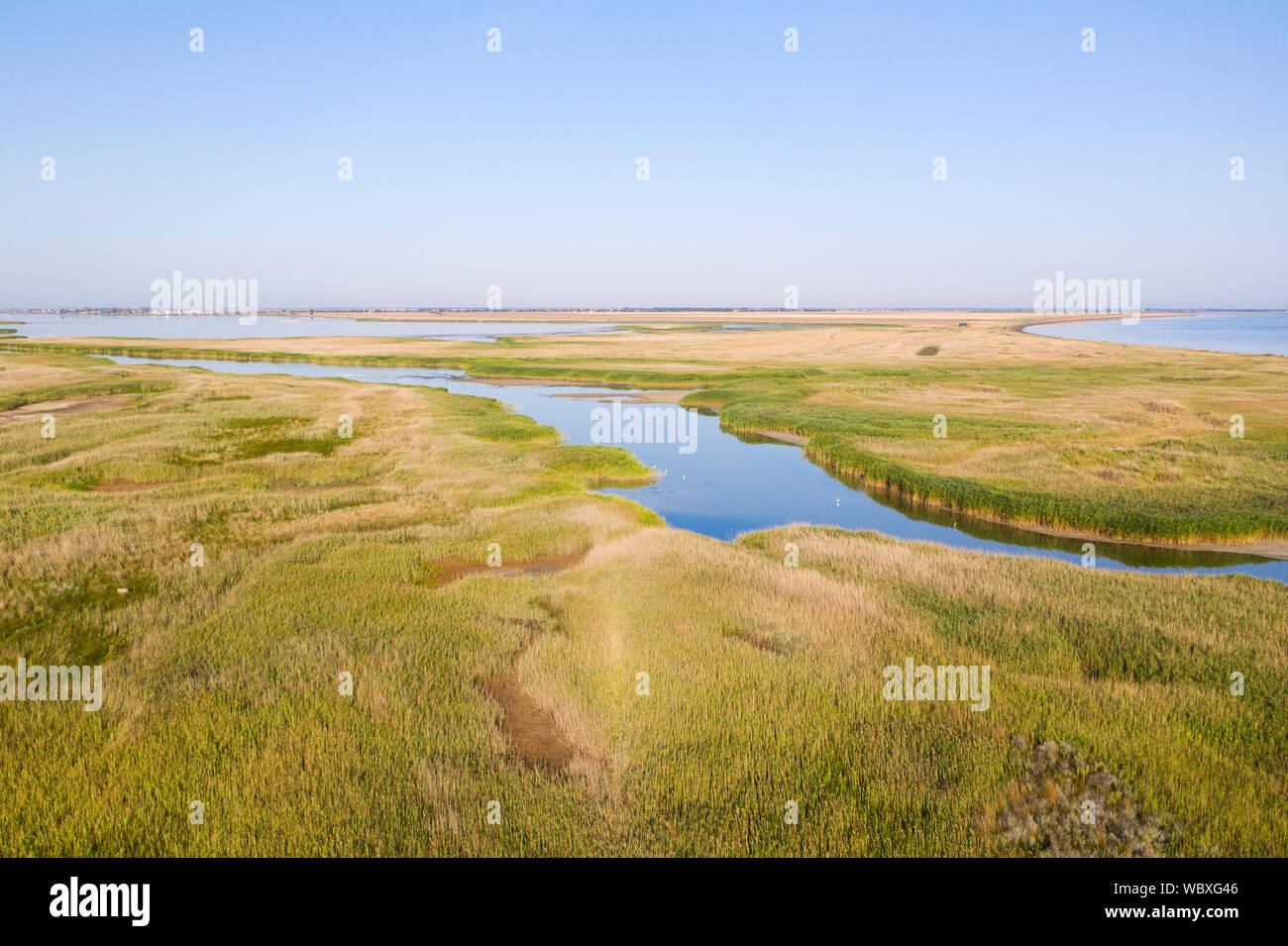 Tuzly Lagoons National Nature Park, aerial view, South Ukraine Stock Photo