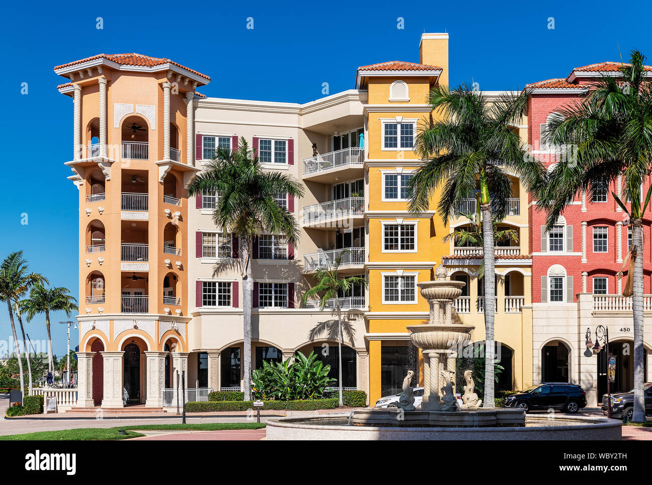 Bayfront, shops and condominiums on the waterfront, Naples, Florida
