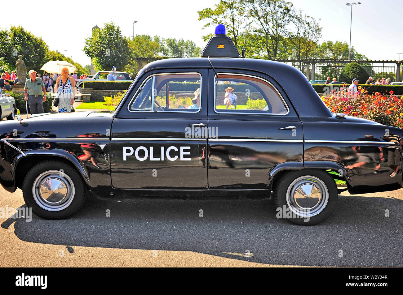 Blackpool Vehicle Preservation Group show at Stanley Park,Blackpool. 1960s Ford Prefect model 107E police car Stock Photo