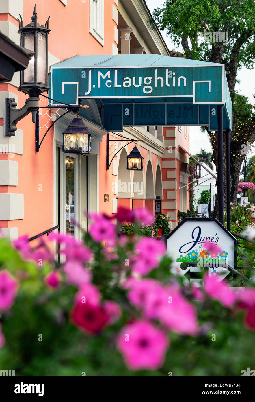 J McLaughlin fashion boutique, Naples, Florida, USA. Stock Photo