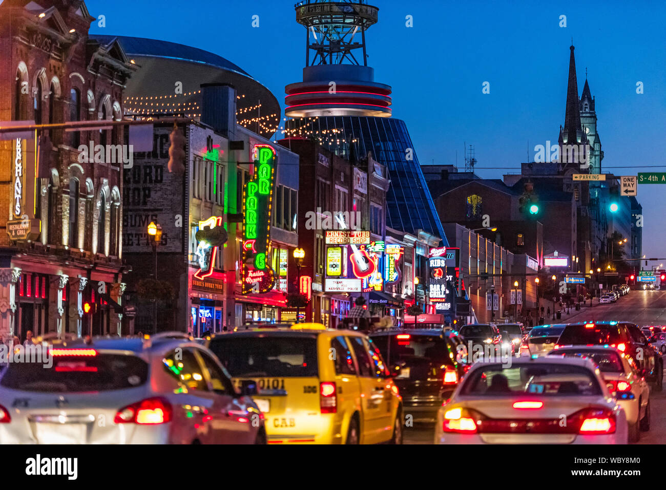 Country Music Bars On Broadway Nashville Tennessee USA Stock Photo