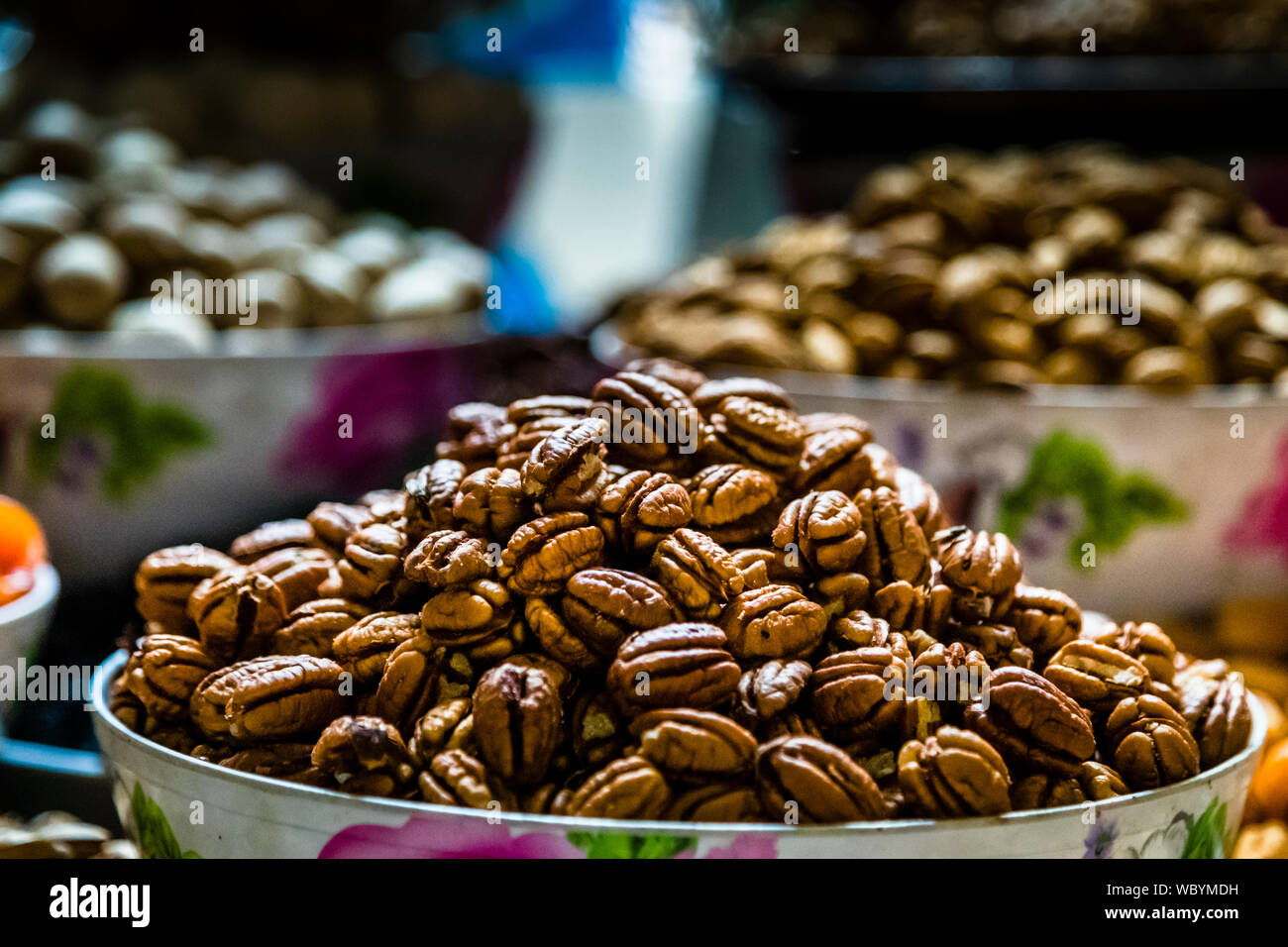 Nuts inside Main Market Hall in Dushanbe, Capital City of Tajikistan Stock Photo