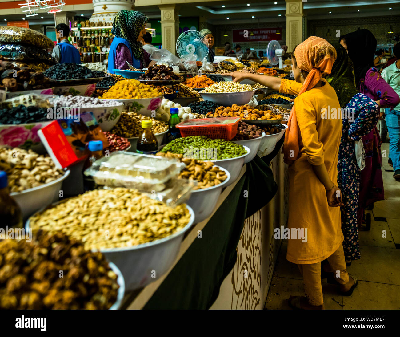 Inside Main Market Hall in Dushanbe, Capital City of Tajikistan Stock Photo