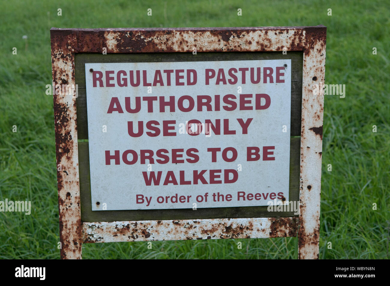 Reeve, sign regulating the pasture common to various houses in the hamlet village of Corse Lawn,  Gloucestershire UK 2019 HOMER SYKES Stock Photo