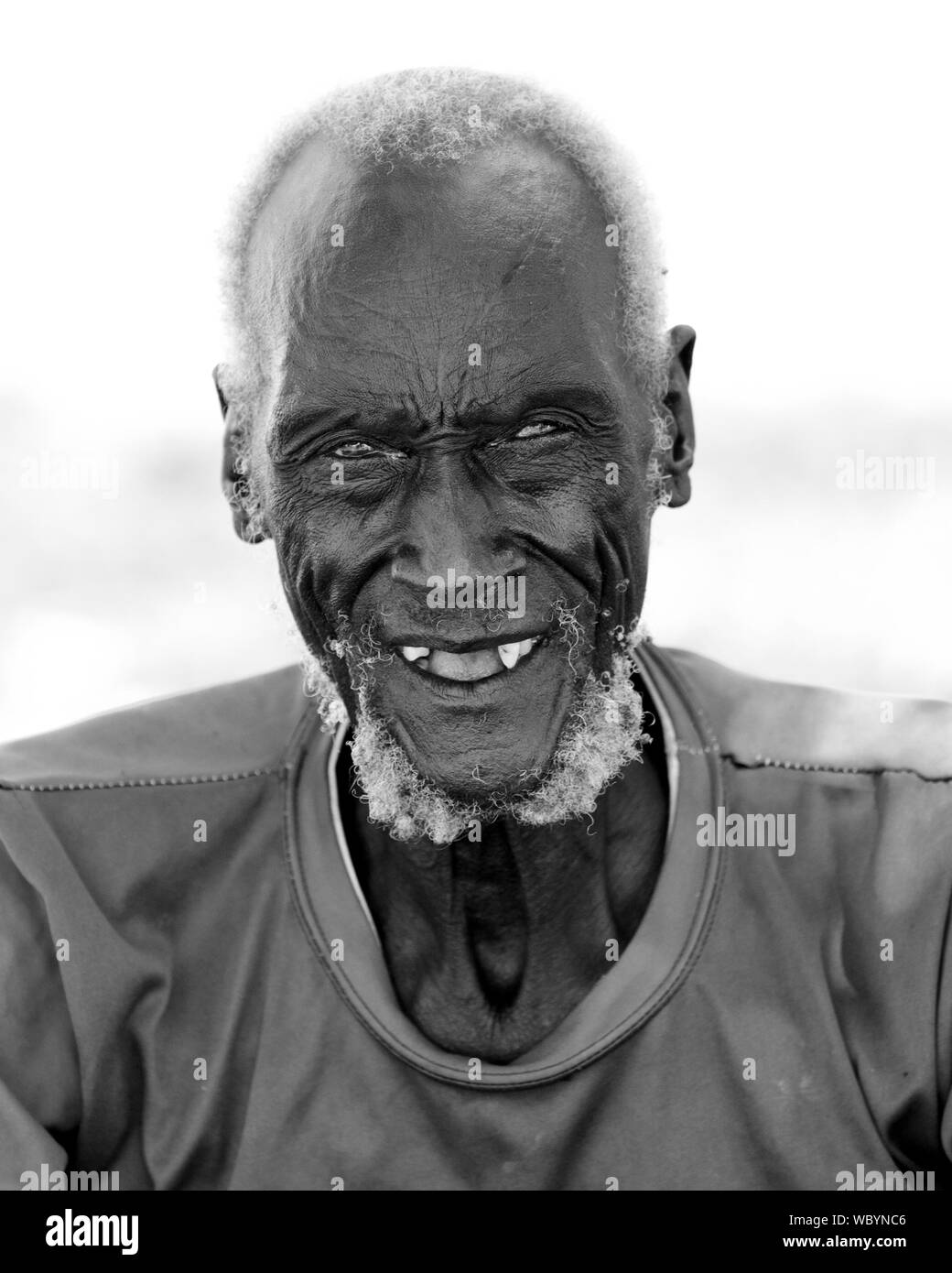 PANWELL, SOUTH SUDAN-DECEMBER 4, 2010: Portrait of an unidentified man of the Dinka tribe in rural South Sudan. Stock Photo