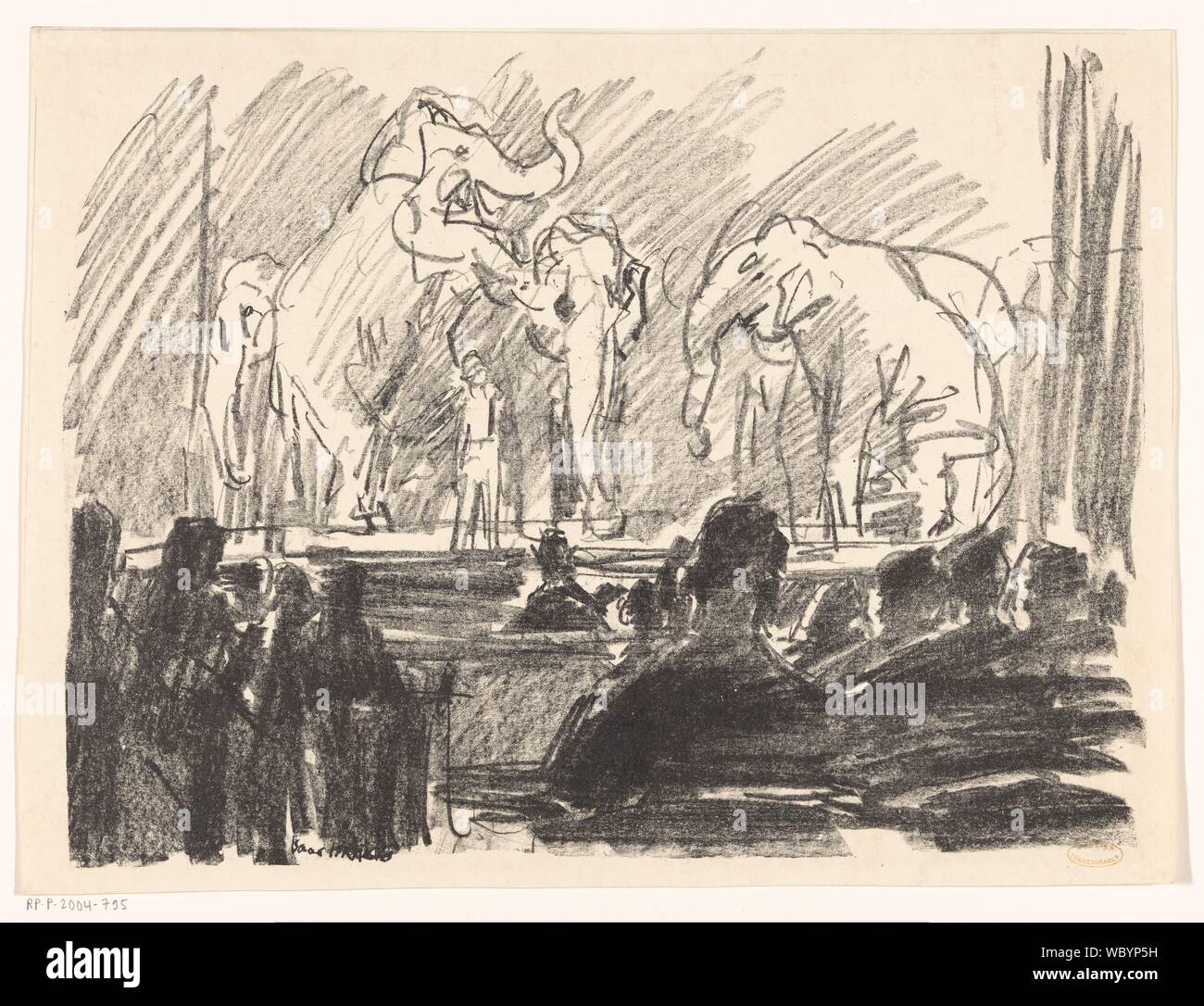 Performance of elephants on a stage, Isaac Israels, 1875 - 1934.jpg - WBYP5H Stock Photo