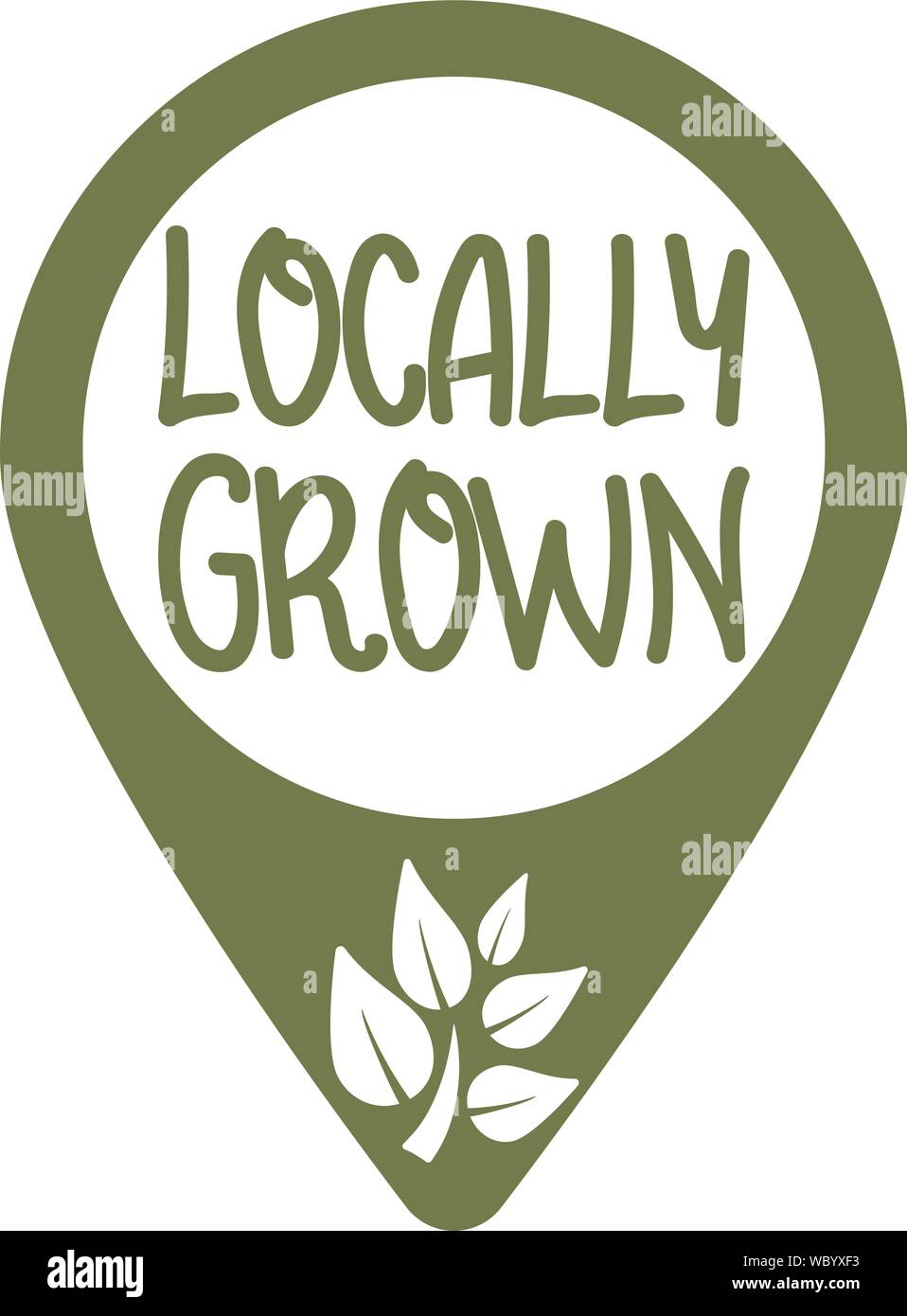 location marker with text LOCALLY GROWN and growing plant symbol vector illustration Stock Vector