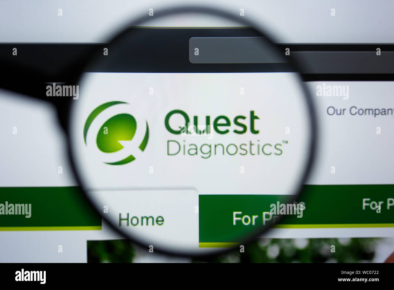 Los Angeles, California, USA 21 Jule 2019 Illustrative Editorial of QUESTDIAGNOSTICS.COM