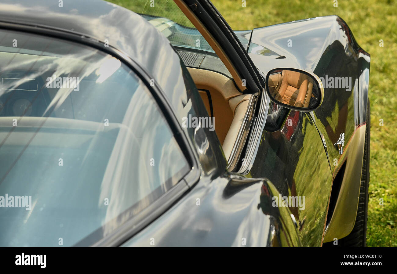 Planes , Motorbikes and Cars at the annual meeting at the Degerfeld Airport in Albstadt -Germany Stock Photo