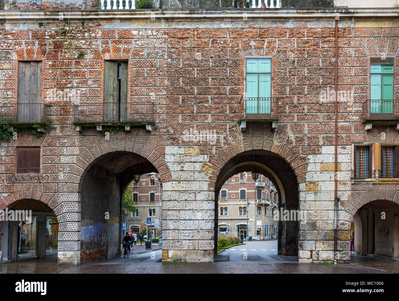 The arches of Porta Castello, from the Corso Andrea Palladio, Vicenza, Veneto, Italy Stock Photo
