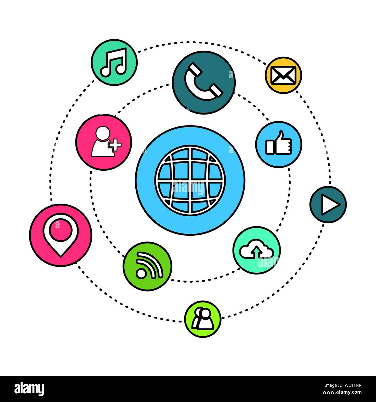 Social media and multimedia vector design Stock Vector Image & Art - Alamy