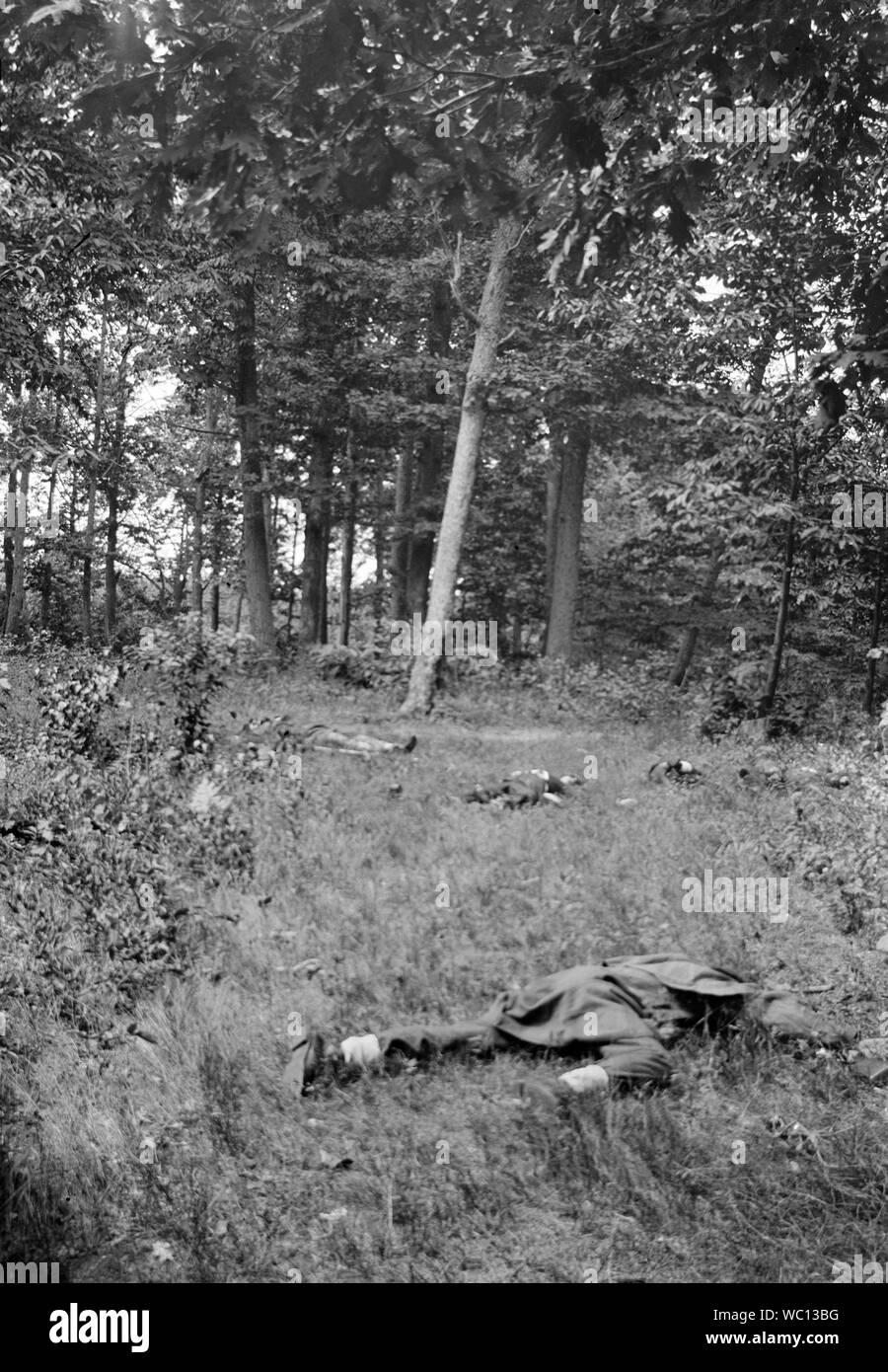 Dead Soldiers on Battlefield, First Battle of Bull Run, Virginia, USA, July 1861 Stock Photo