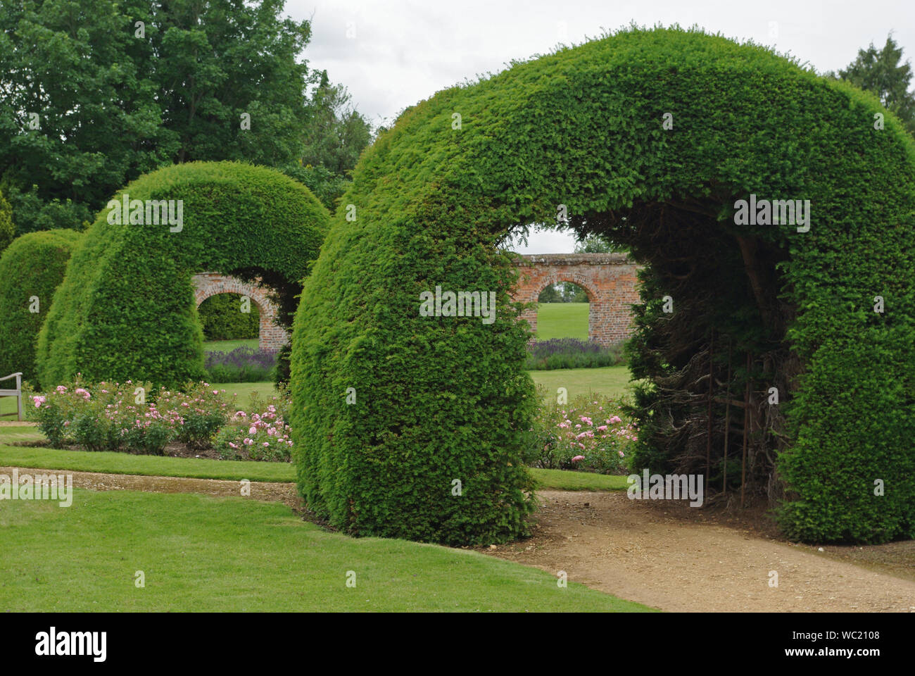 The walled Monks Garden at Highclere Castle, better known as the location for Downton Abbey, Hampshire, UK Stock Photo