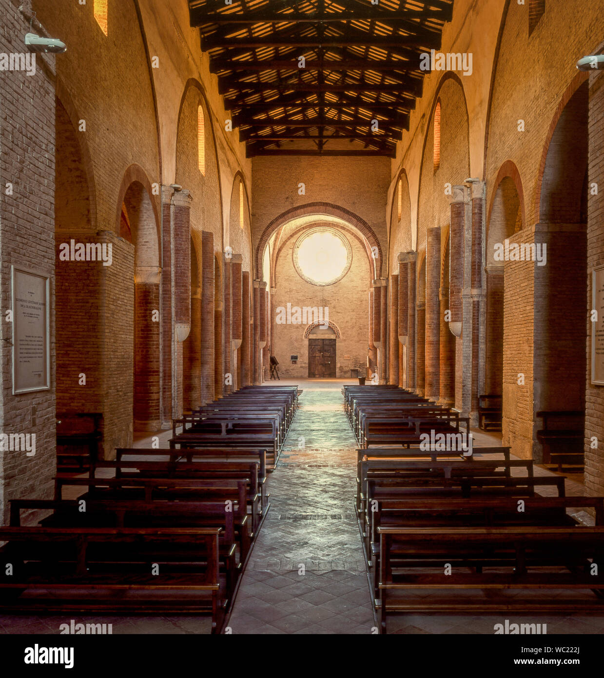 Italy Marche Fiastra Abbey - nave Stock Photo