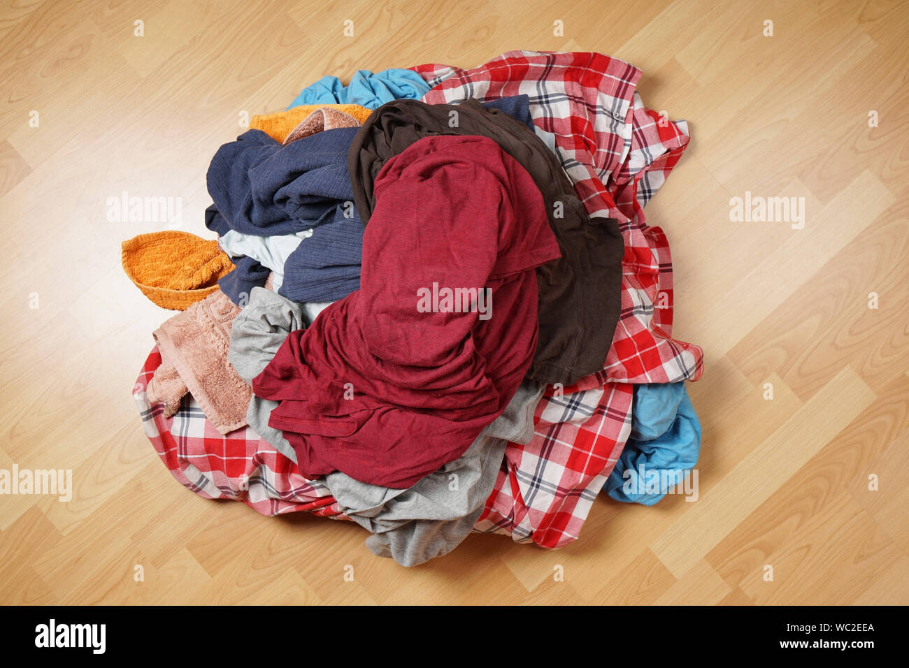 Overhead View Of Dirty Clothes On Floor Stock Photo Alamy