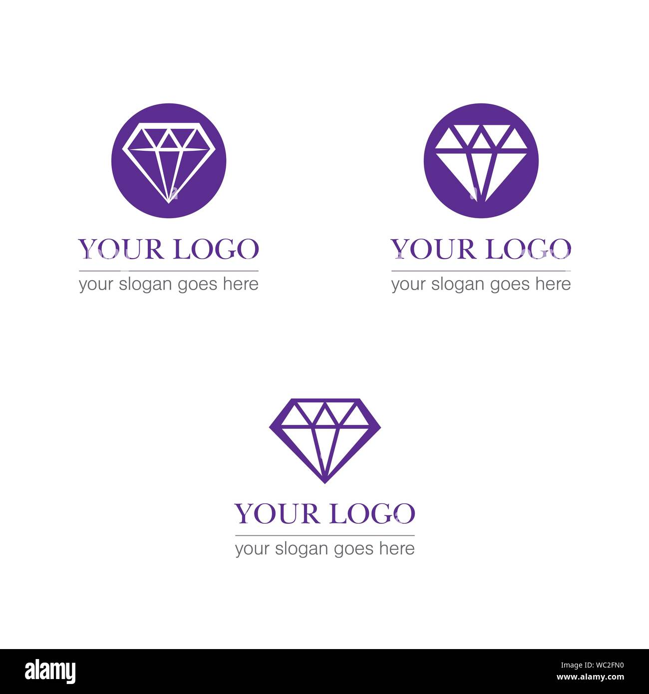 Classy and stylish jewelry logo template with stylized diamond. Jewelry symbol. Gemstone, diamond icon. Minimalist flat design. Elegant line art. Stock Vector