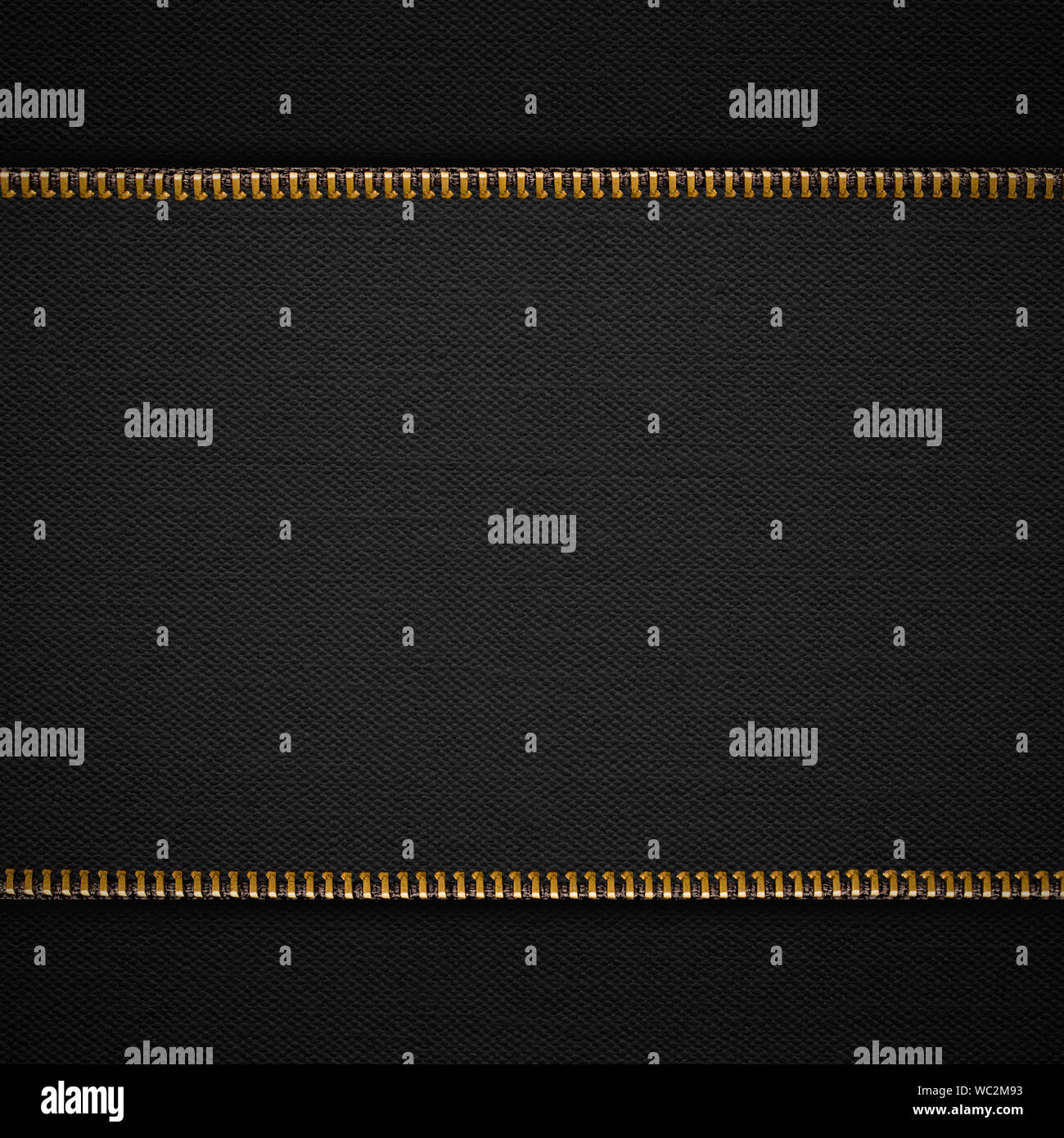 black abstract background or cloth grid pattern texture with gold zips Stock Photo
