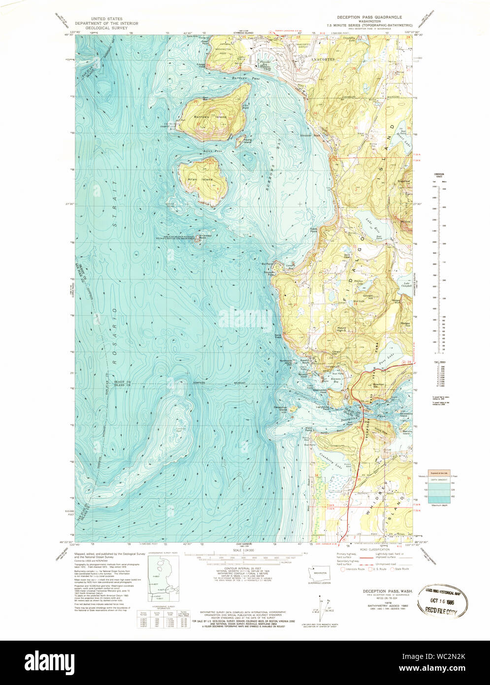 Deception pass map hi res stock - Usgs Topo Map Washington State Wa Deception Pass 240809 1978 24000 Restoration WC2N2K 