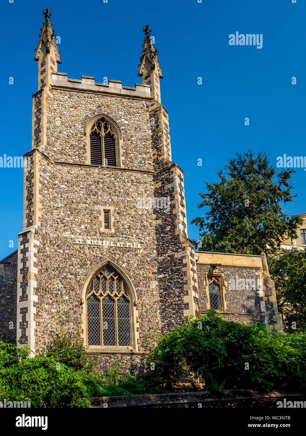St Michael at Plea Church Norwich Norfolk UK. Grade I listed  medieval church in central Norwich. The church was restored in 1887. Stock Photo