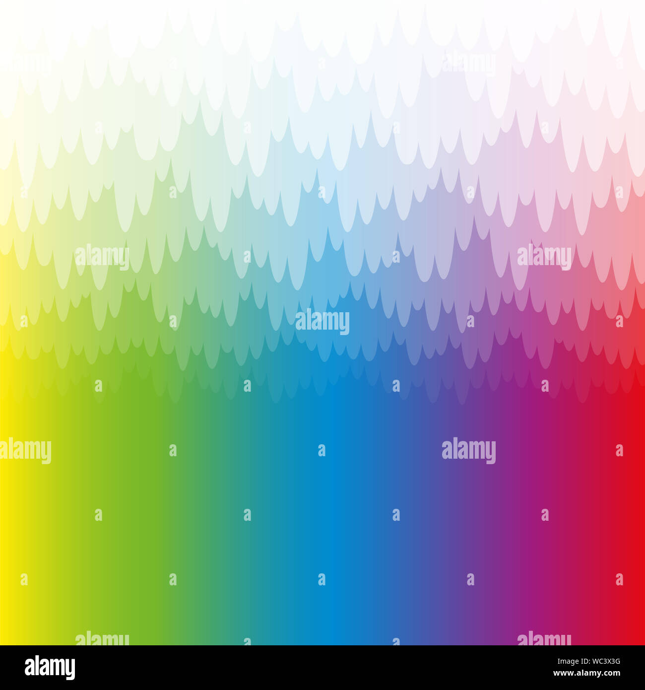 Rainbow colored misty and mystic background with white pendant translucent bank of haze. Spectral colors, square format. Stock Photo