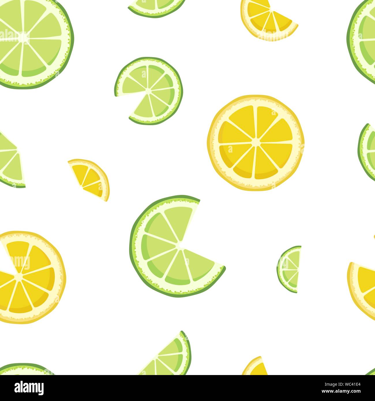 Vector seamless pattern with lime and lemon slices isolated on white ...