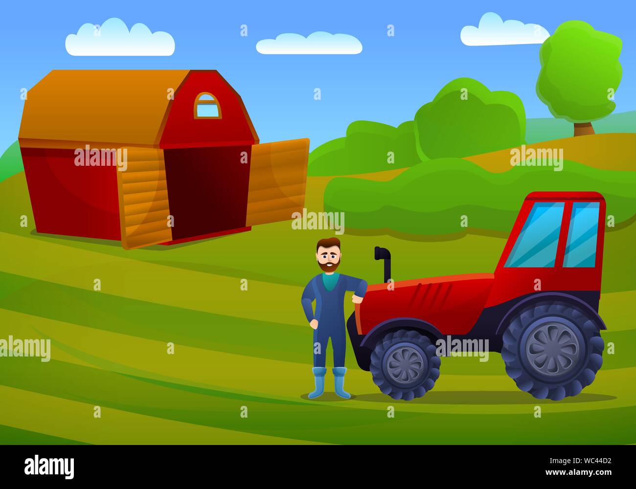 Farmer Concept Banner Cartoon Illustration Of Farmer Vector