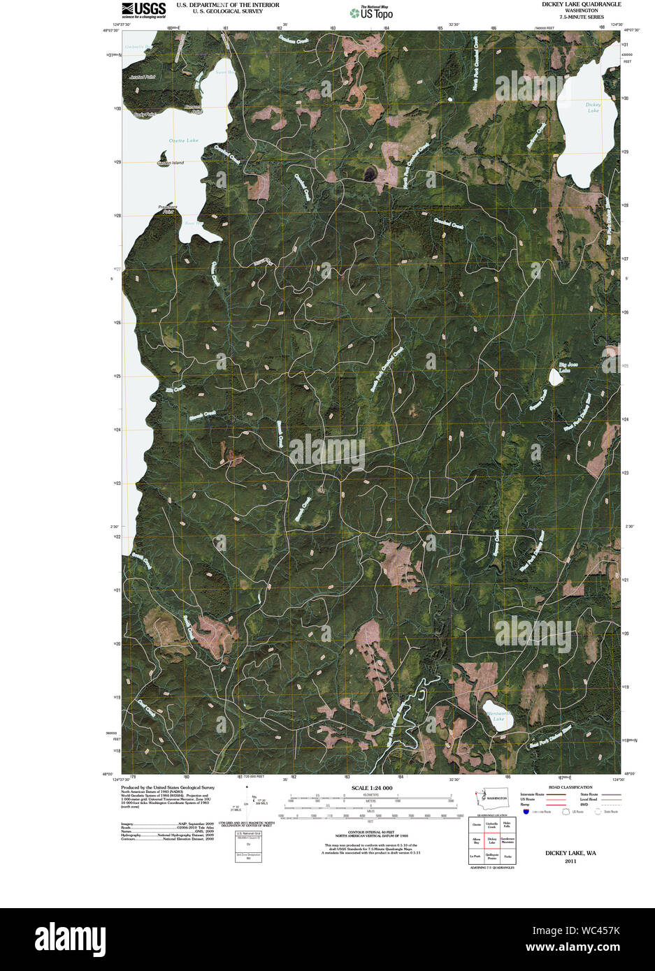 USGS Topo Map Washington State WA Dickey Lake 20110418 TM Restoration Stock Photo