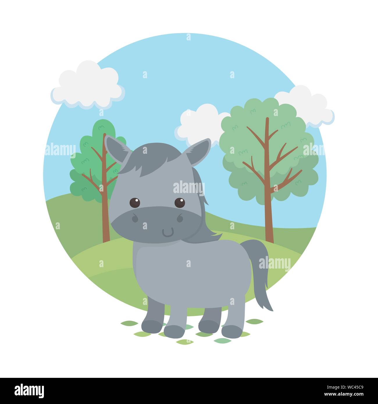 cute horse animal farm character vector illustration design Stock ...
