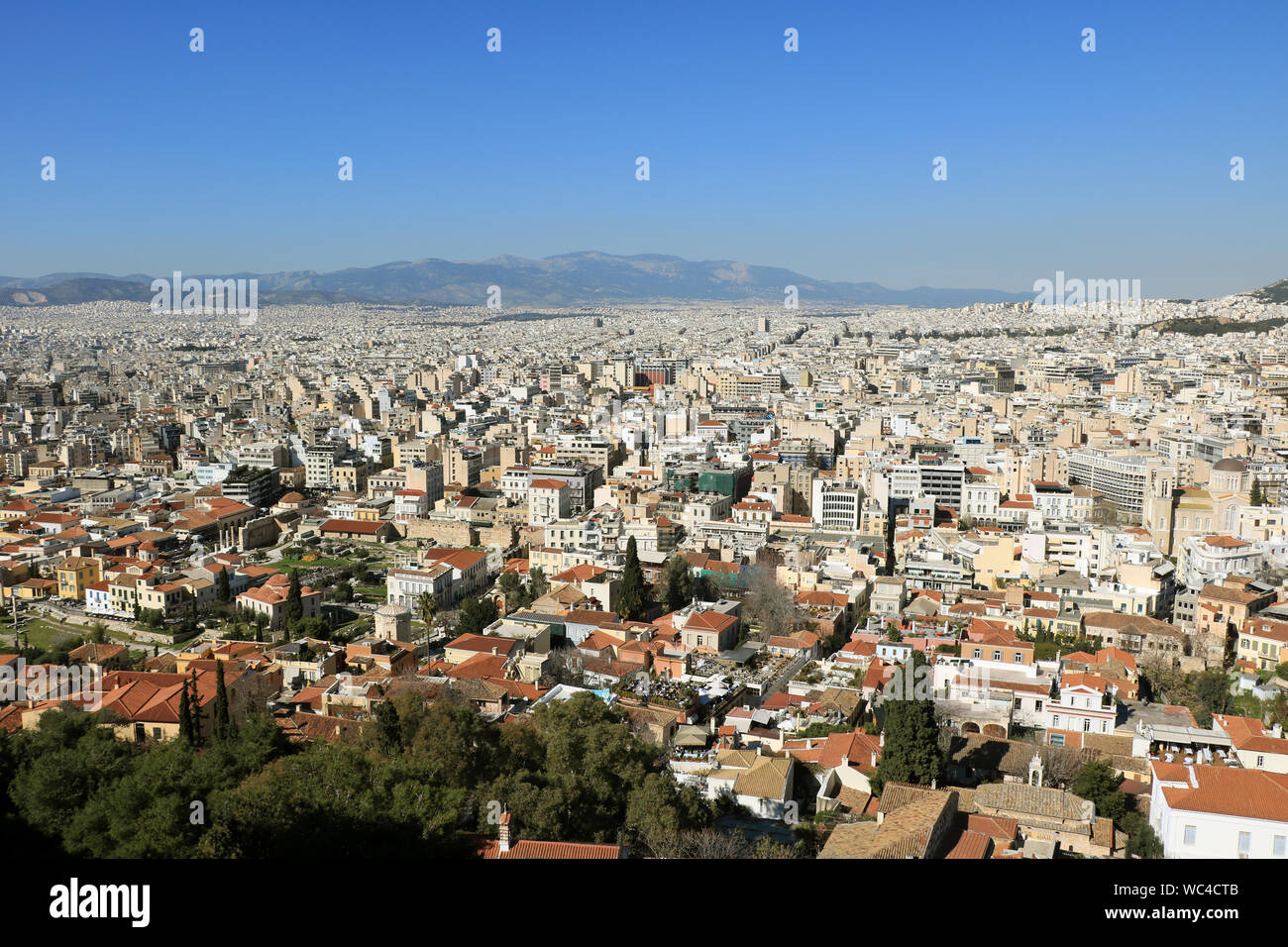 Panoramic view of Athens from Acropolis Stock Photo