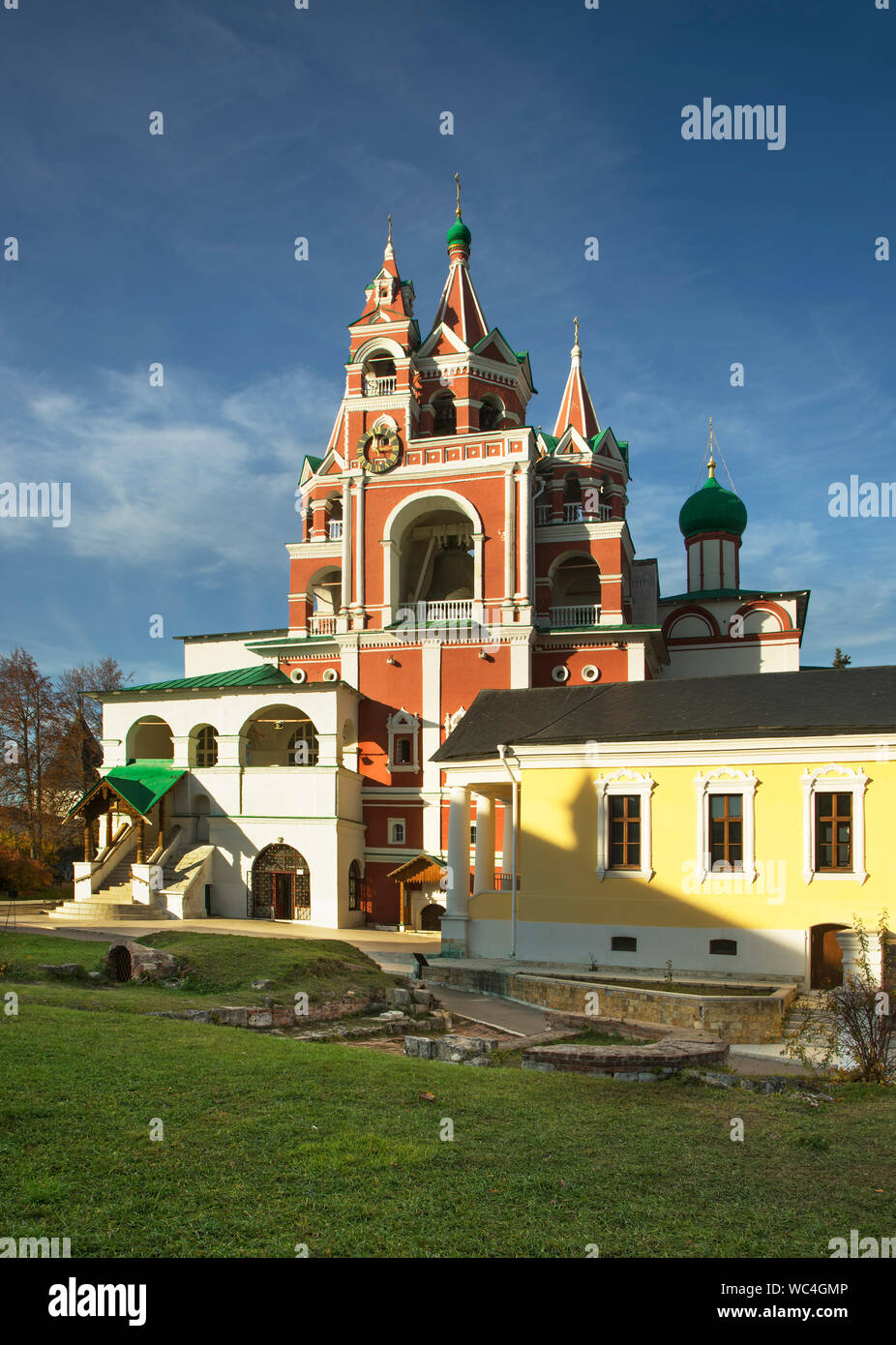 Belfry and church of Transfiguration at Savvino-Storozhevsky monastery (Storozhi monastery of St. Savva). Zvenigorod. Russia Stock Photo
