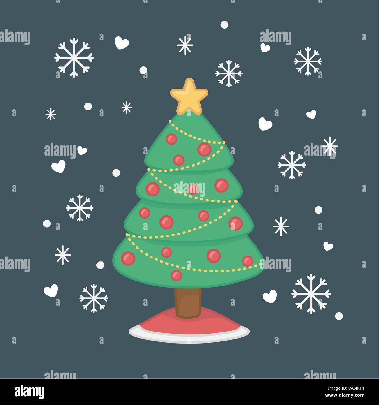 happy merry christmas card with pine tree vector illustration design ...