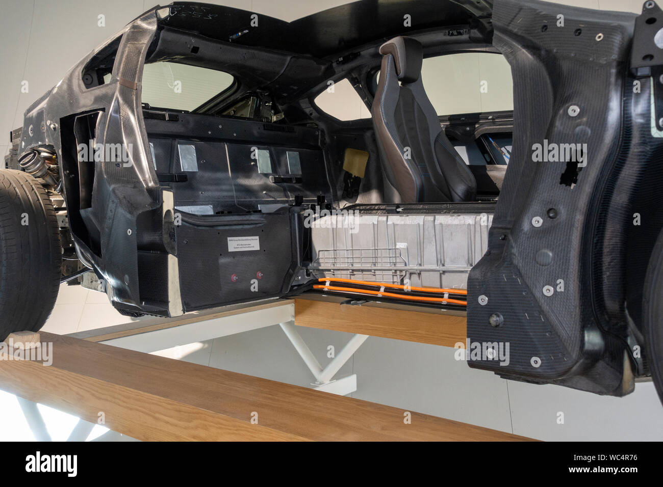 BMW i8 Rohkarosserie car body shell showing battery compartment, BMW  Museum, located next to the BMW factory in Munich, Bavaria, Germany Stock  Photo - Alamy