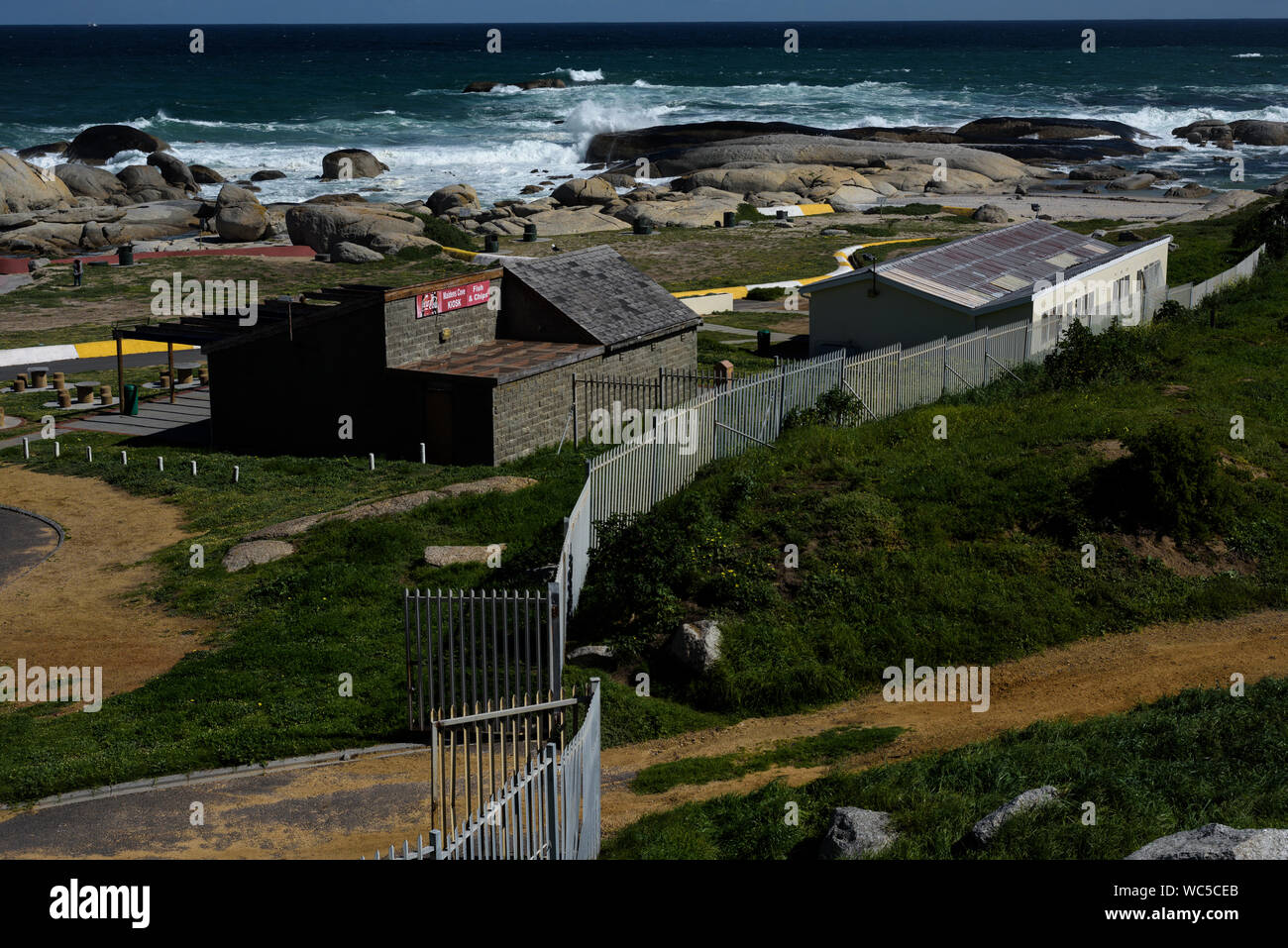 A cafe on South Africa's Atlantic seaboard coastline in the Cape Town suburb of Clifton Stock Photo