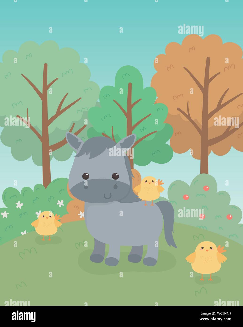 cute horse animal farm character vector illustration design Stock ...