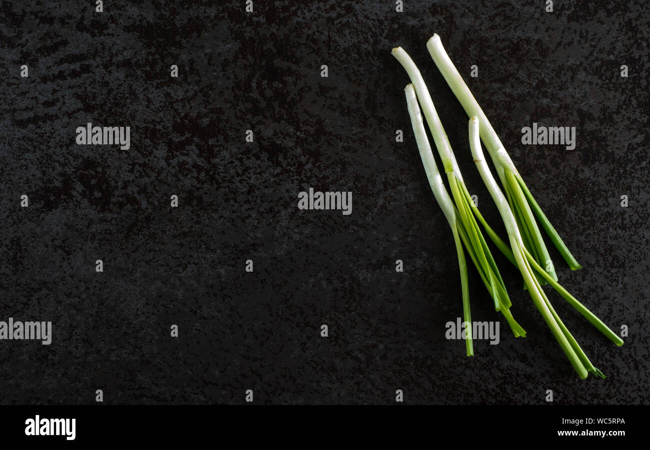 Directly Above Shot Of Scallions On Table Stock Photo