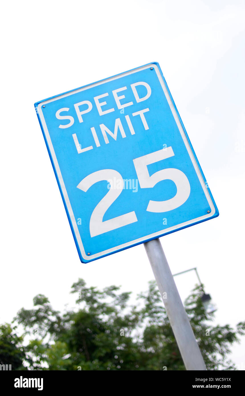 25km per hour limited speed. Zone up to 25km. Traffic sign on white  background. Stock Vector