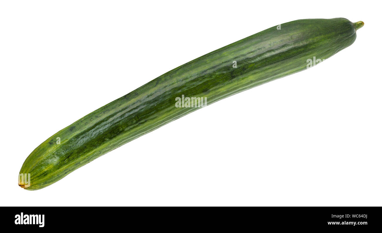 green long cucumber isolated on white background Stock Photo